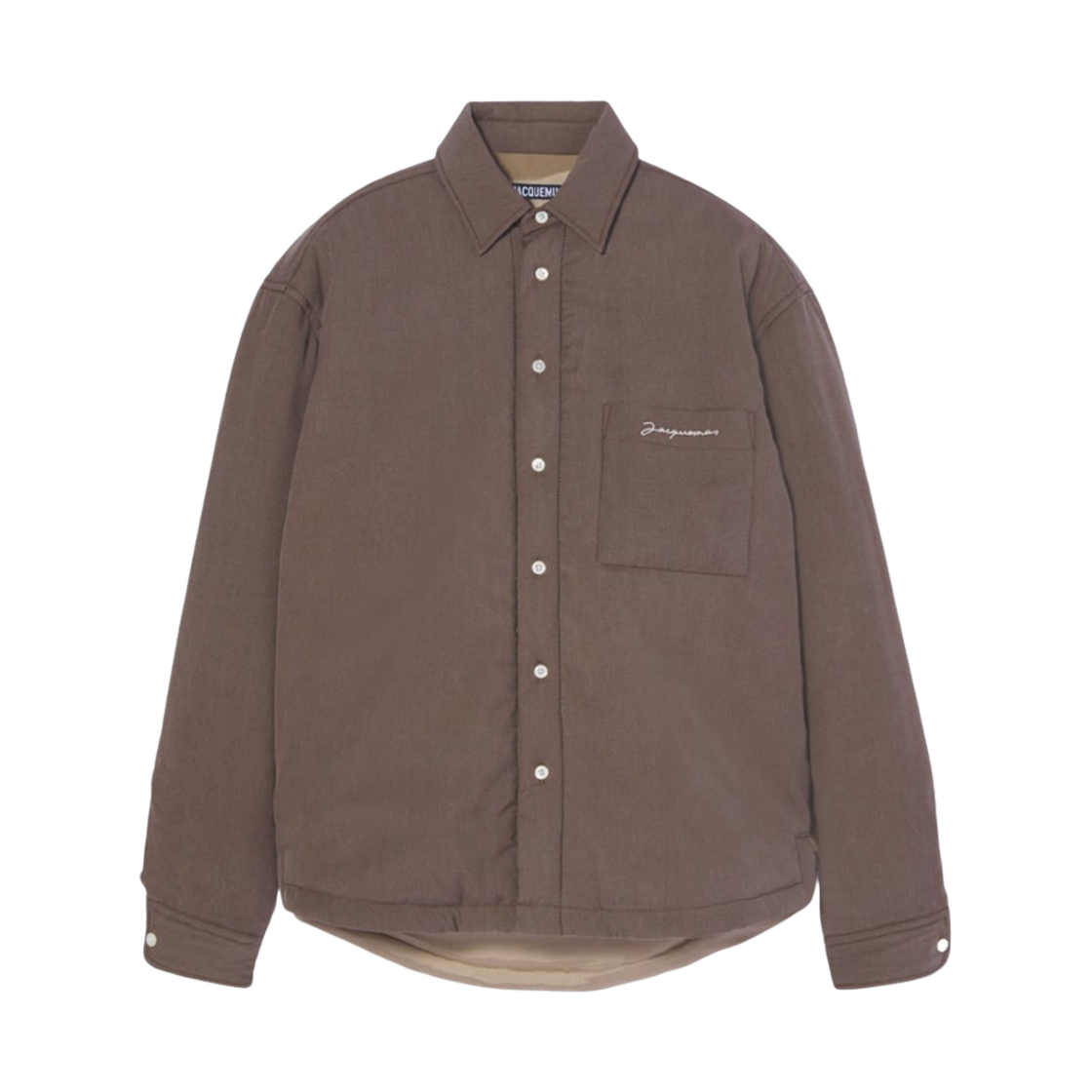216SH14-216-129850 Jacquemus La Chemise Boulanger Quilted Overshirt Light Brown