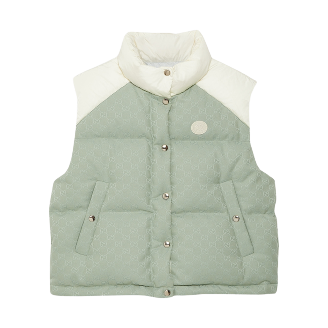 774910-Z9AAT-4735 (W) Gucci GG Cotton Canvas Padded Gilet Dusty Blue