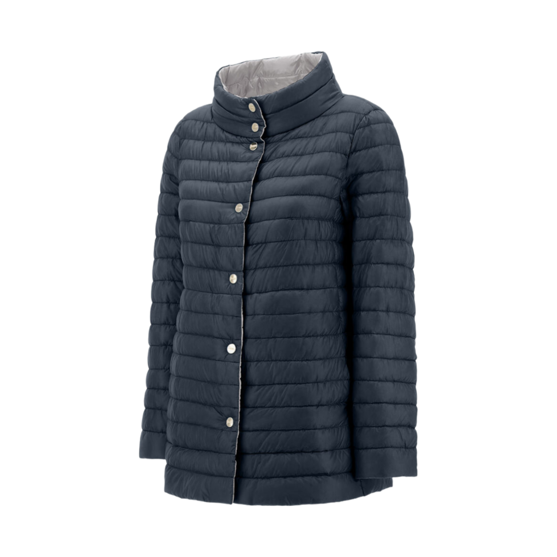 (W) 에르노 리버시블 A-쉐입 나일론 울트라라이트 블루 그레이((W) Herno Reversible A-Shape In Nylon Ultralight Blue Grey) - 2