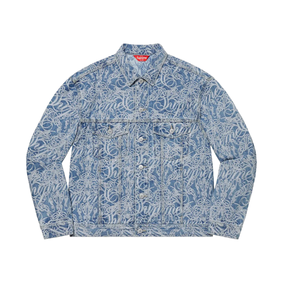 슈프림 스크립트 자카드 데님 트러커 자켓 워시드 블랙 - 22FW