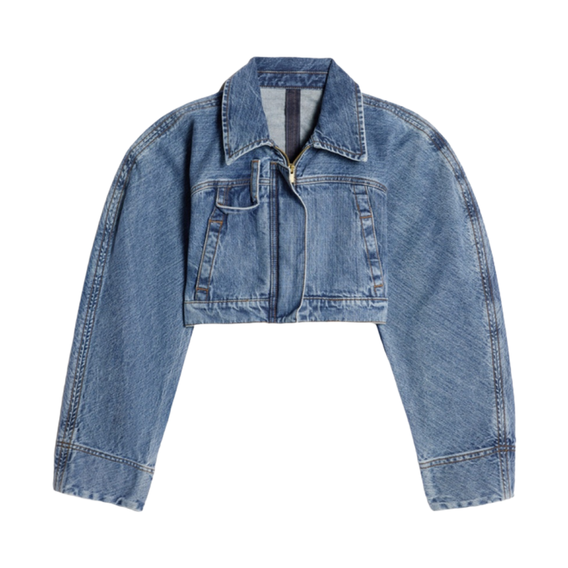 (W) 자크뮈스 르 베스테 니메스 메이오 콥 진 자켓 블루 타박((W) Jacquemus La Veste De Nimes Meio Copped Jean Jacket Blue Tabac)