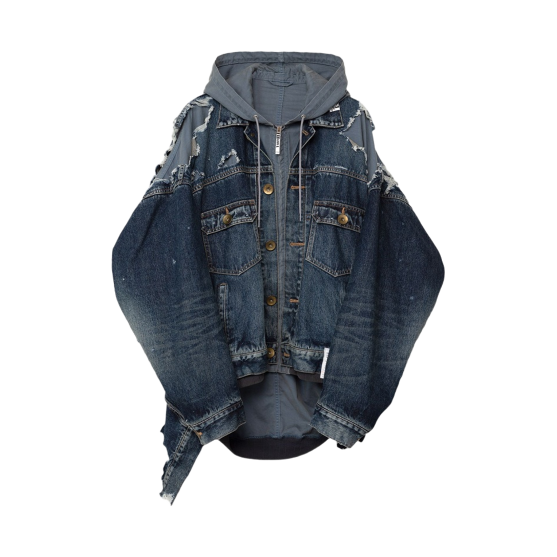 메종 미하라 야스히로 레이어드 데님 후드 자켓 인디고(Maison Mihara Yasuhiro Layered Denim Hooded Jacket Indigo)