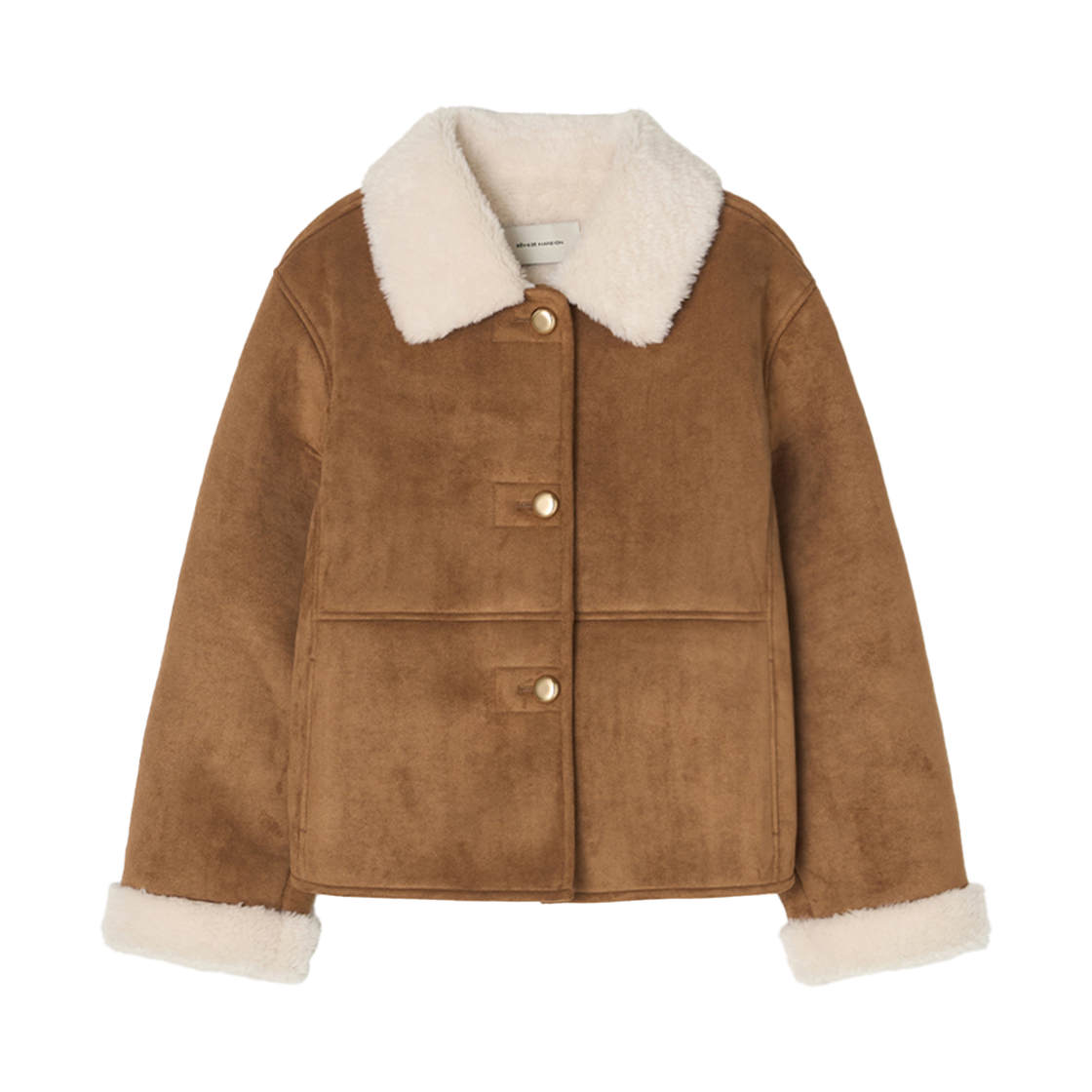 비뮤즈맨션 골드 버튼 무스탕 자켓 브라운(BEMUSE MANSION Gold Button Mustang Jacket Brown)