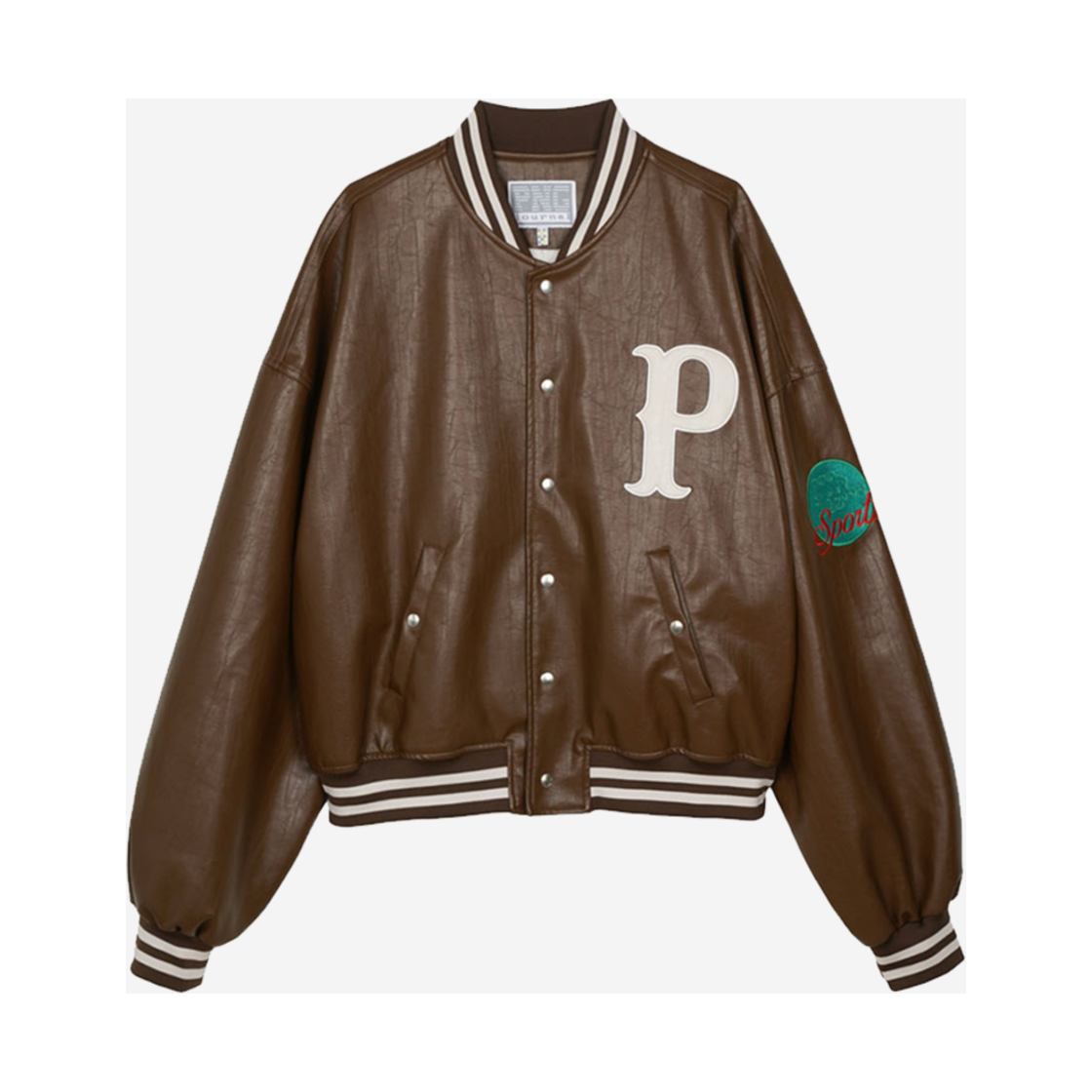 피엔지 저널 피 로고 레더 봄버(PNG Journal P Logo Leather Bomber)