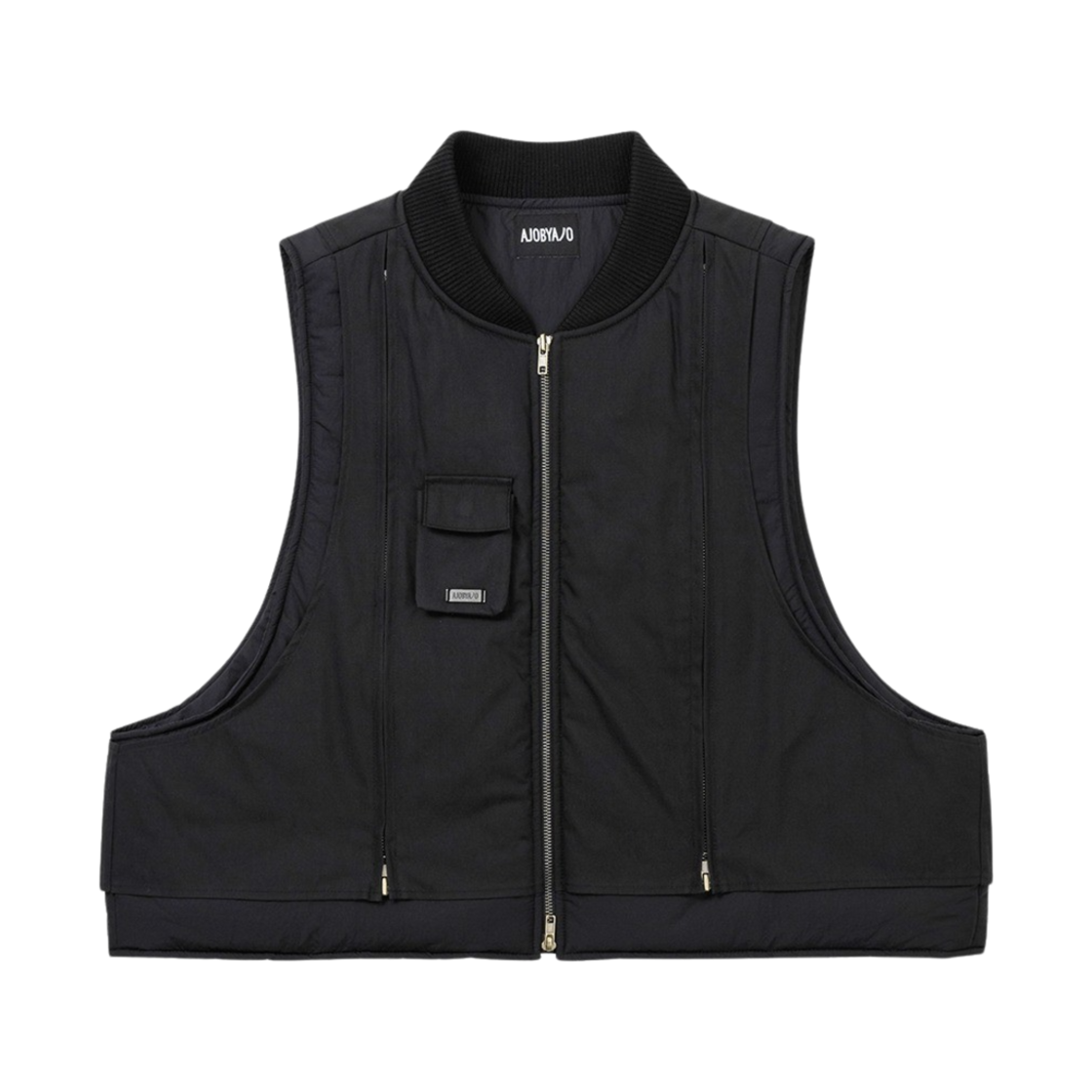 AJ244OT007BK Ajobyajo Layered Padded Zip Up Vest Black