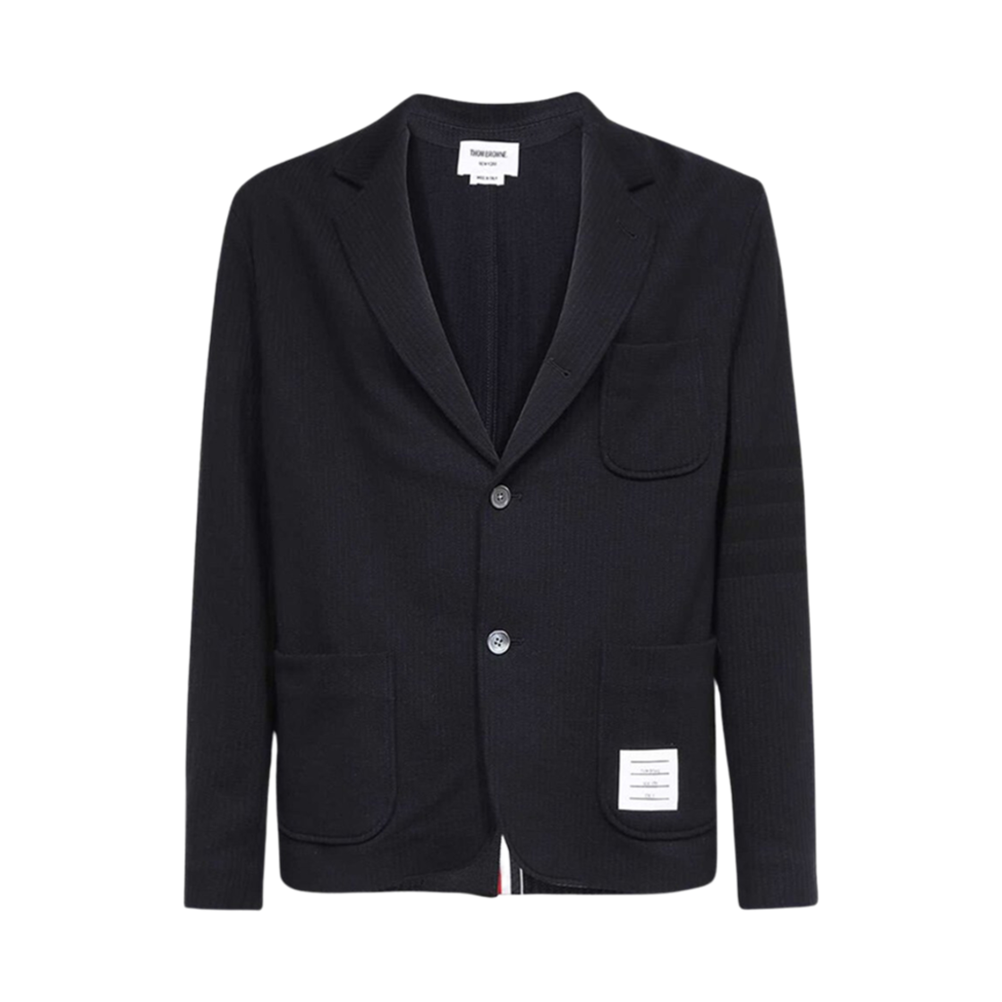 MJT369A-J0063-415 Thom Browne Seersucker Loopback 4-Bar Sack Jacket Navy