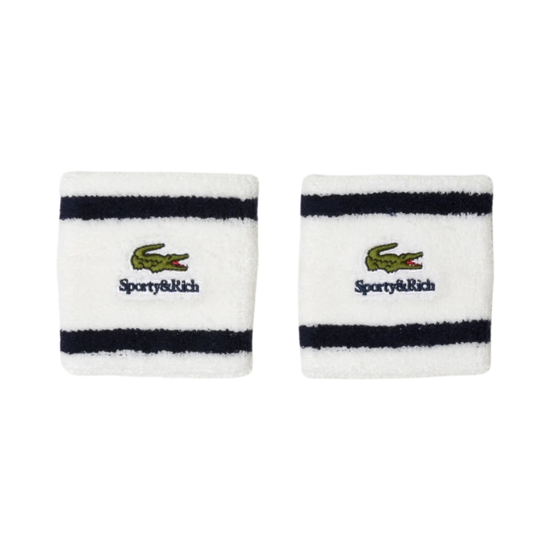 스포티 앤 리치 x 라코스테 스트라이프 손목 밴드 파린 마린(Sporty & Rich x Lacoste Striped Wristband Farine Marine) - 1
