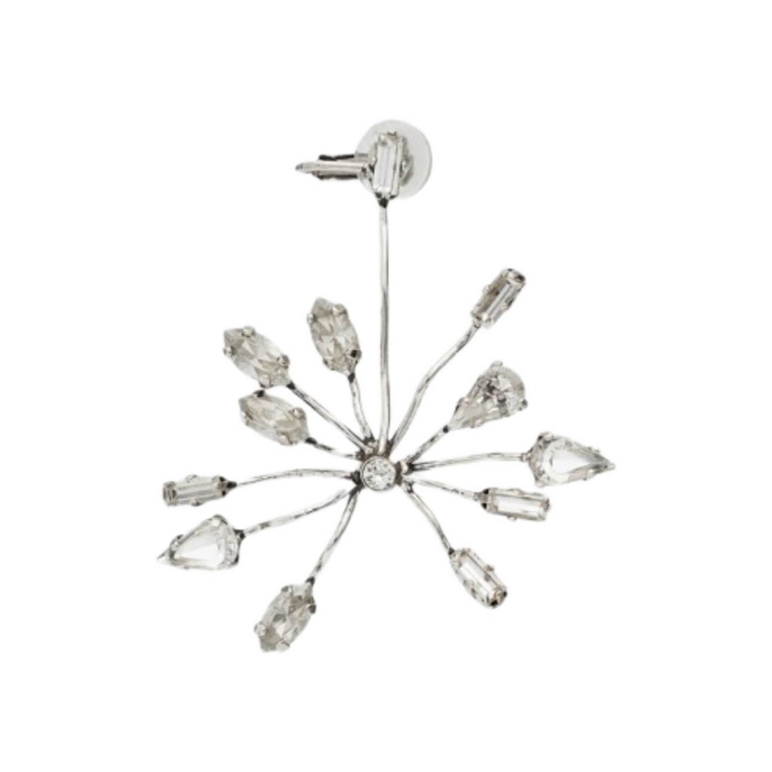 생로랑 라인스톤 블라썸 이어링 메탈 옥시다이즈드 실버(Saint Laurent Rhinestone Blossom Earring In Metal Oxidized Silver) - 1