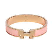 (W) Hermes Clic H Bracelet Rose Gold & Rose Candeur
