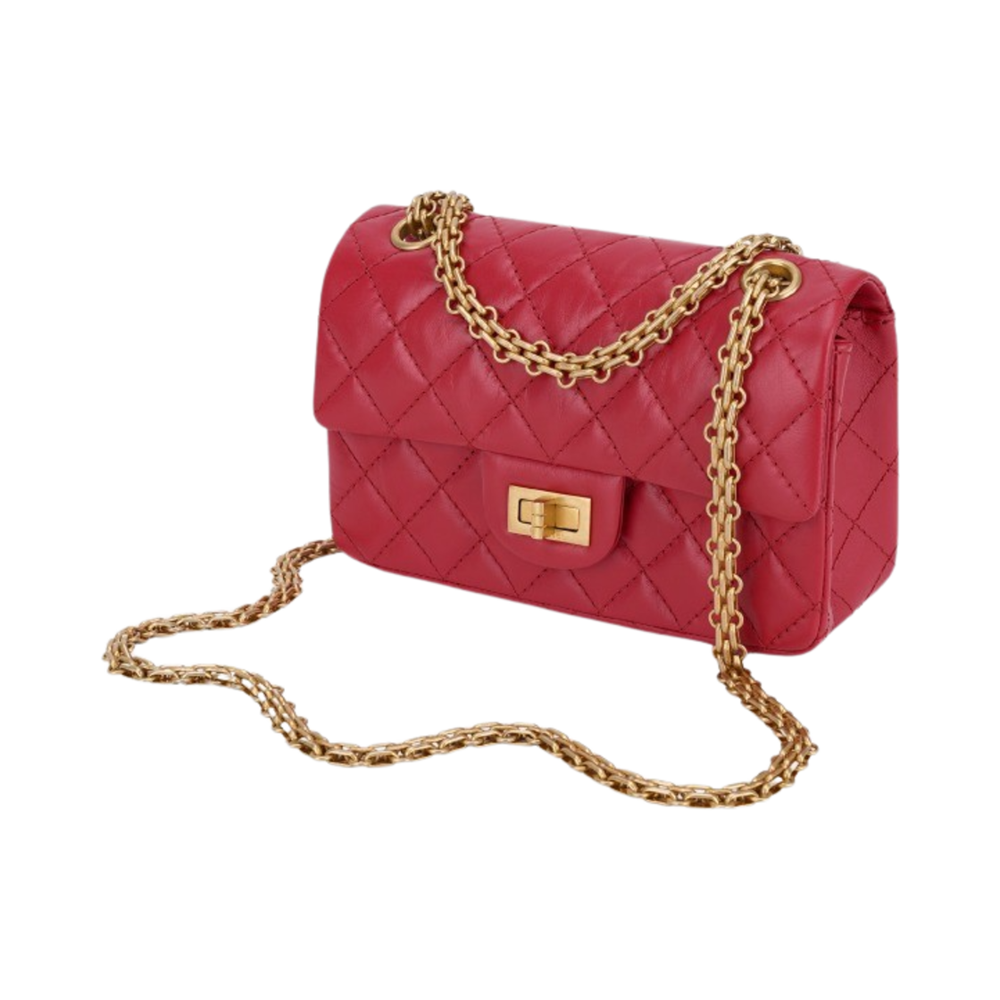 샤넬 2.55 미니 핸드백 빈티지 카프스킨 & 골드 메탈 레드(Chanel Mini 2.55 Handbag Aged Calfskin & Gold Red) - 3
