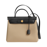 Hermes Herbag Zip 31 Bag Retourne Canvas & Gold Trench Noir