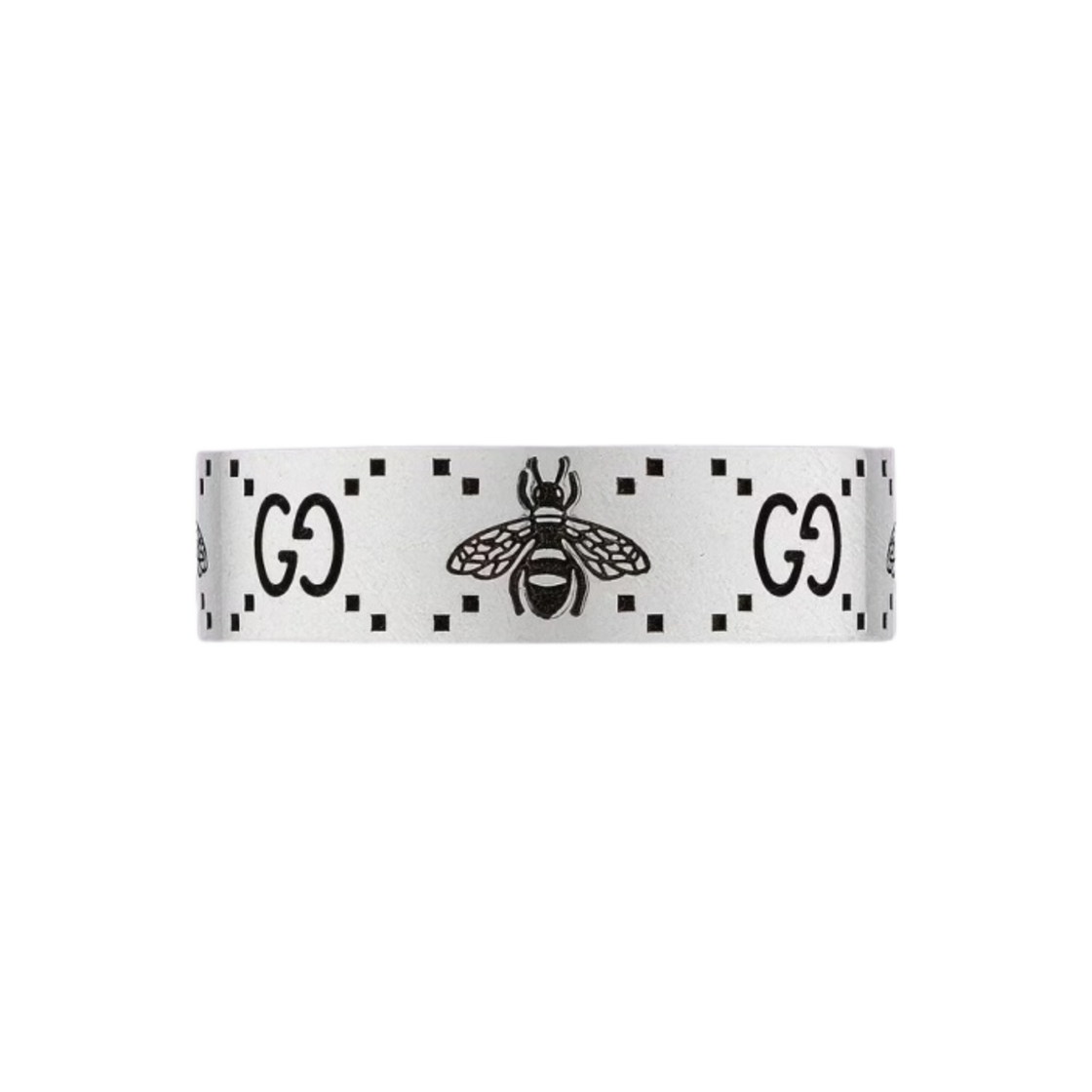 728389-J8400-0728 Gucci Double G Bee Engraved Ring Silver