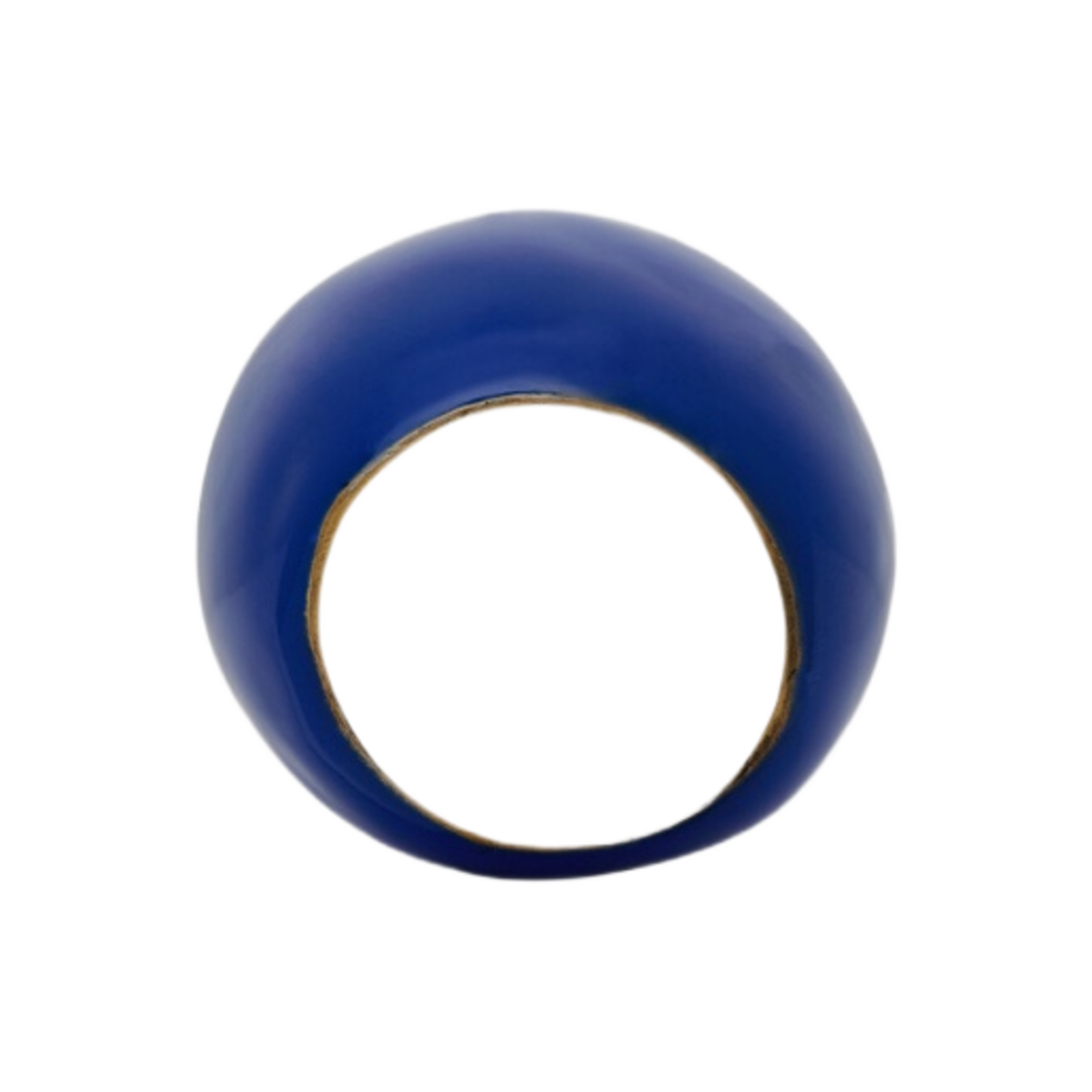 (W) 생로랑 오버사이즈 에그 링 메탈 앤 에나멜 골드 앤 메조렐 블루((W) Saint Laurent Oversized Egg Ring In Metal And Enamel Gold And Majorelle Blue) - 1