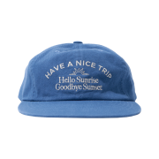Hello Sunrise Washed Typo Arch Logo 6panel Cap Pacific Blue