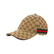 Gucci Original GG Baseball Hat with Web Beige Ebony