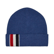Thom Browne Medium Jersey Stitch Superfine Merino Wool Intarsia Stripe Hat Dark Blue