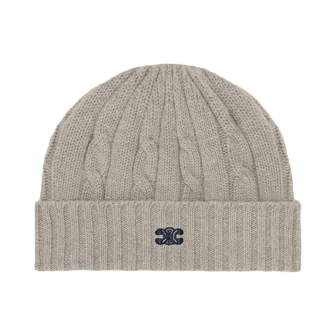 2AD5I362W-08GC Celine Triomphe Cable-Knit Beanie in Cashmere Light Grey