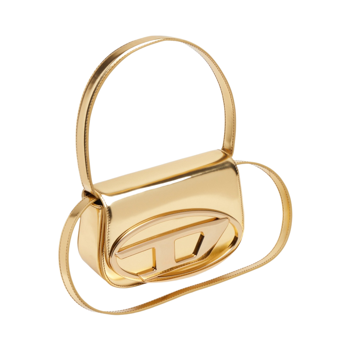 디젤 1DR 숄더백 인 미러드 레더 골드(Diesel 1DR Shoulder Bag in Mirrored Leather Gold) - 4