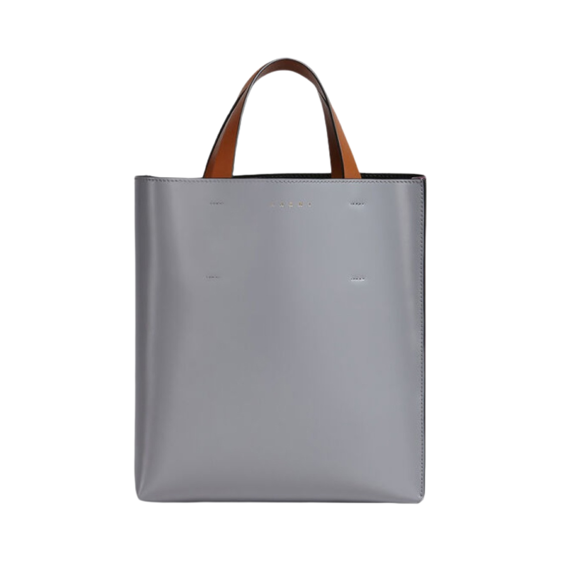SHMPV01TY3-LV639-ZO216 Marni North/South Leather Museo Small Bag Ash Plum Moca