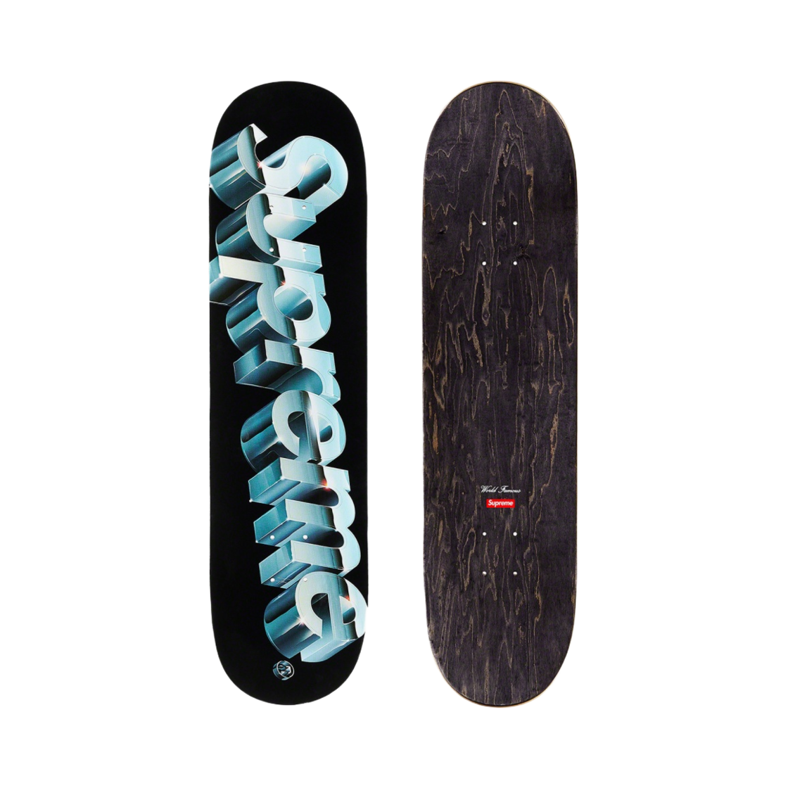 - Supreme Chrome Logo Skateboard Deck Black - 20SS