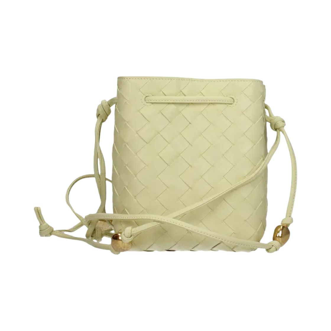 717432VCPP37406 Bottega Veneta Small Intrecciato Bucket Bag Ice Cream