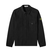 Stone Island 10704 Textured Brushed Recycled Cotton Overshirt Black - 21FW