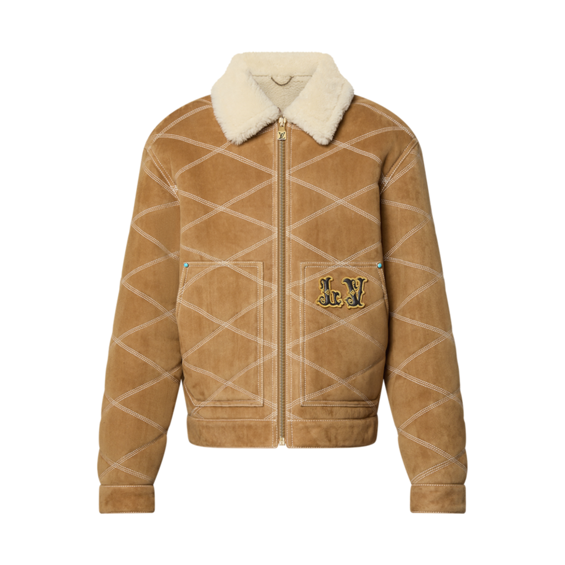 루이비통 엠브로이더드 시어링 워크웨어 블루종 카멜