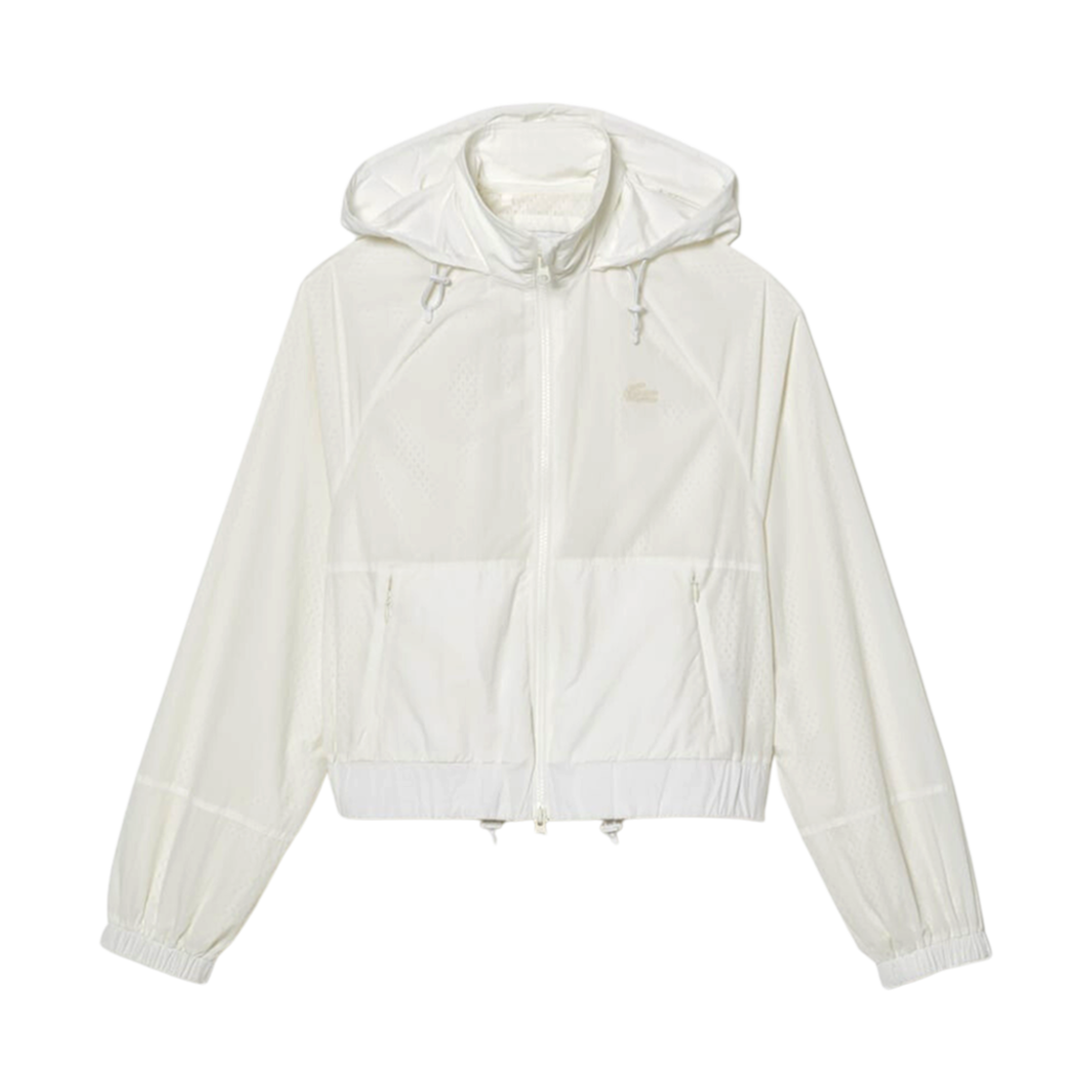 (W) 라코스테 후드 트랙 자켓 화이트((W) Lacoste Hoodie Track Jacket White) - 1