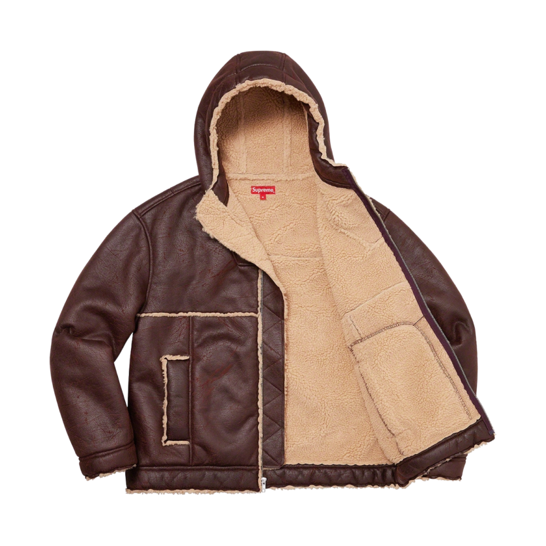 슈프림 포우 셔링 후드 자켓 브릭 - 23SS(Supreme Faux Shearling Hooded Jacket Brick - 23SS) - 2