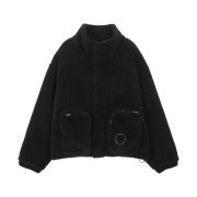 (W) Matin Kim Out Pocket Fuzzy Puffer Jumper Black