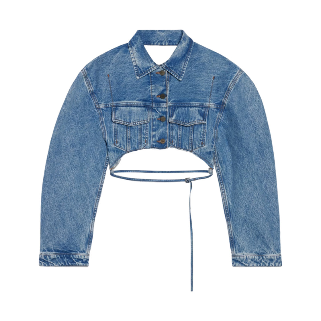(W) 자크뮈스 르 오 드 니메스 코르토 크롭 데님 자켓 라이트 블루 타박((W) Jacquemus Le Haut De Nimes Corto Cropped Denim Jacket Light Blue Tabac) - 1