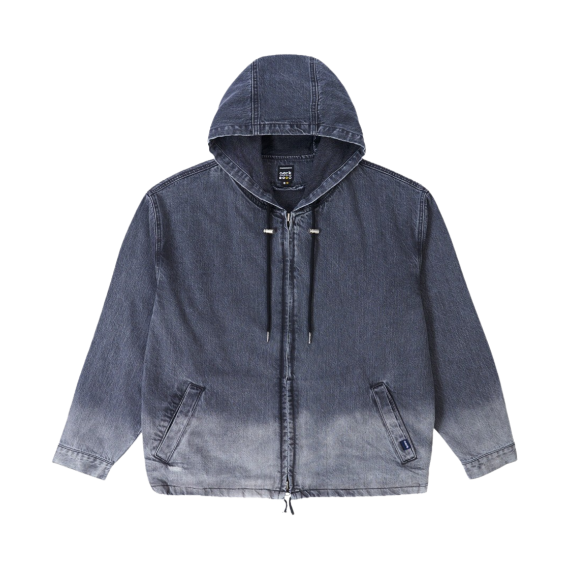 4F01JP55 RYUL+WAI: Denim Tuck Hooded Jumper Grey