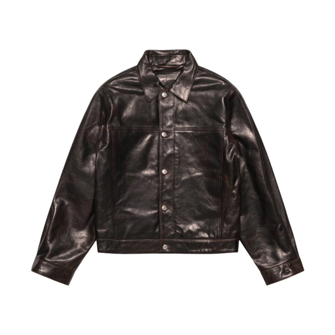 스투시 레더 트러커 자켓 다크 브라운