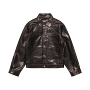 Stussy Leather Trucker Jacket Dark Brown