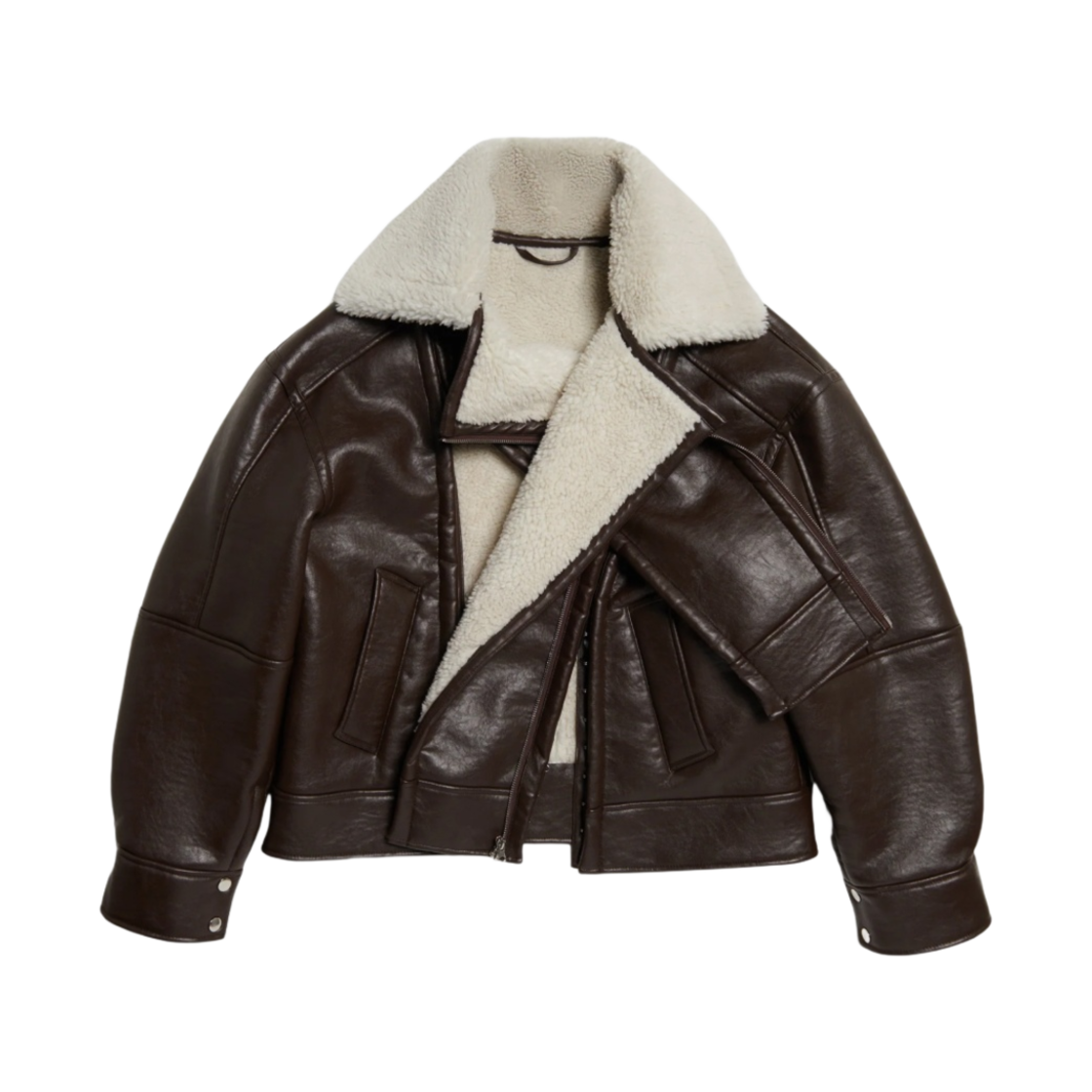 JACK108-S25 Y/Project Hook Eye Shearling Jacket Brown - 23FW