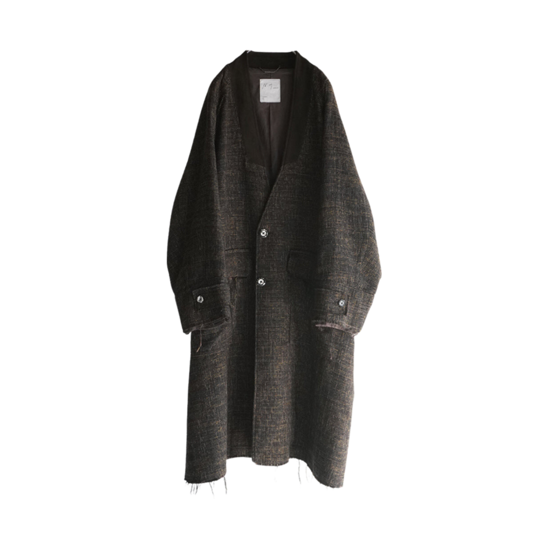 ANC-JK35 Ancellm Tweed Collarless Coat Brown