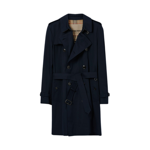 Burberry Mid-Length Kensington Heritage Trench Coat Coal Blue