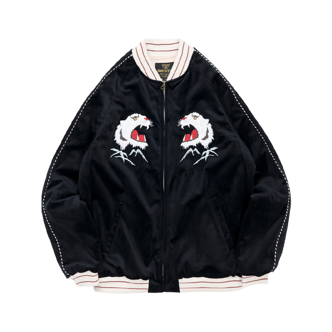 51522BK Houston Japan Velveteen Souvenir Jacket Tiger Black 51522