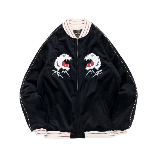 51522BK Houston Japan Velveteen Souvenir Jacket Tiger Black 51522