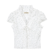 Margarin Fingers Floral Frill Blouse Light Blue