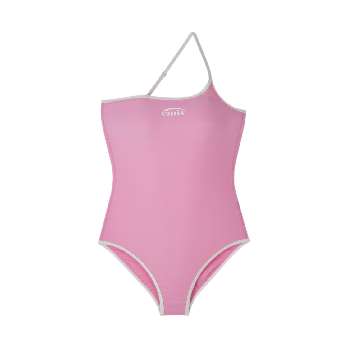 (W) 이미스 로고 원 숄더 스윔수트 핑크((W) Emis Logo One Shoulder Swimsuit Pink)