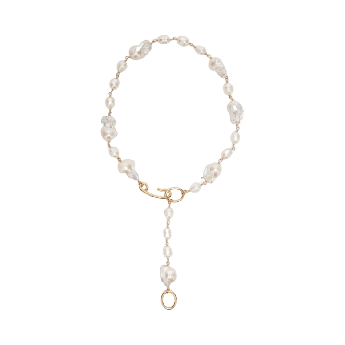 J11UU0013-J12016-713 Jil Sander Handcrafted Brass Necklace With Freshwater Pearls Gold
