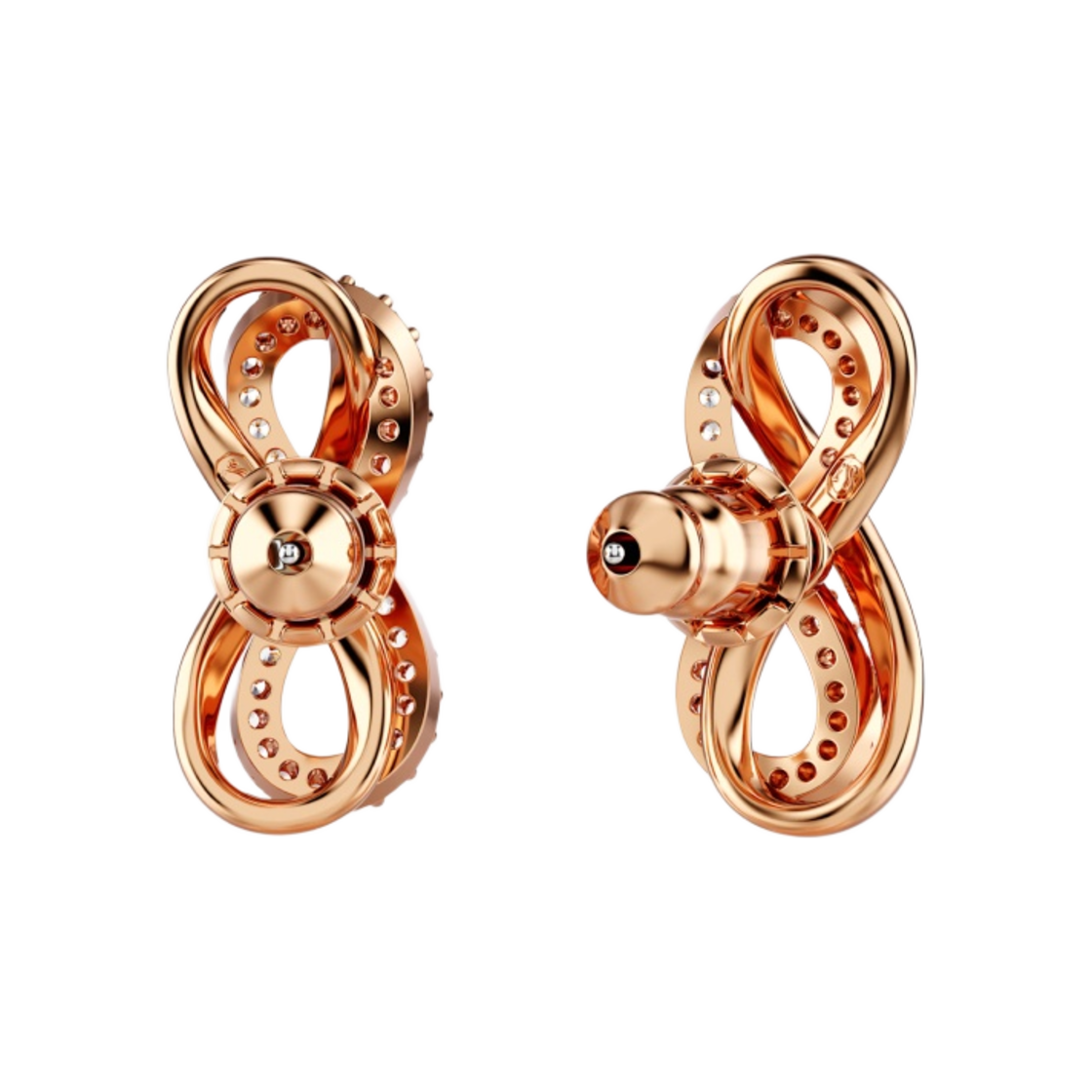 (W) 스와로브스키 하이퍼볼라 스터드 이어링 인피니티 화이트 로즈 골드 플래팅((W) Swarovski Hyperbola Stud Earrings Infinity White Rose Gold Plated) - 2