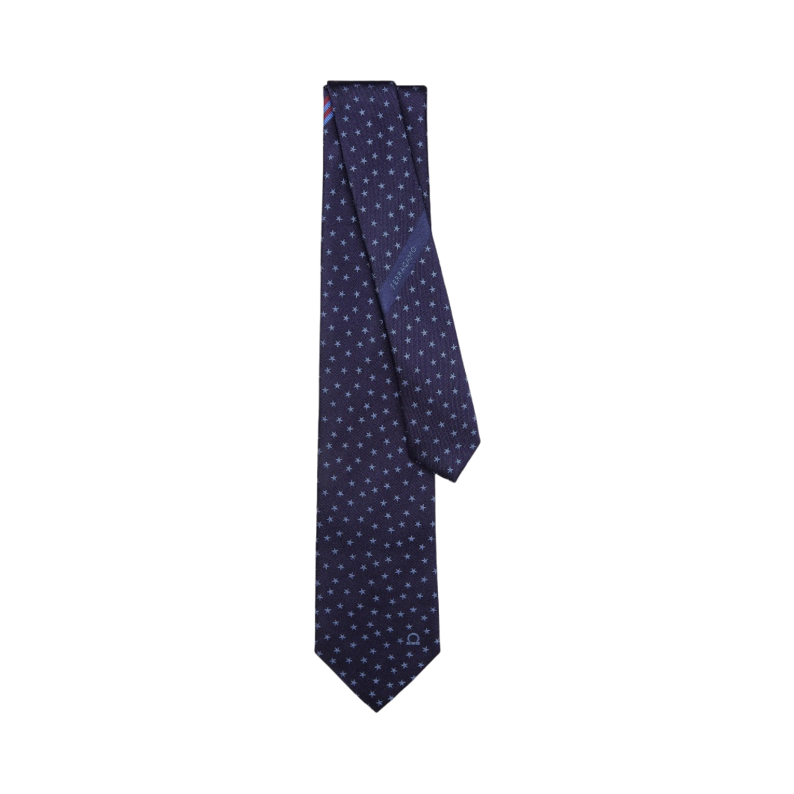 350917-762317 Ferragamo Stars Jacquard Silk Tie Navy Blue