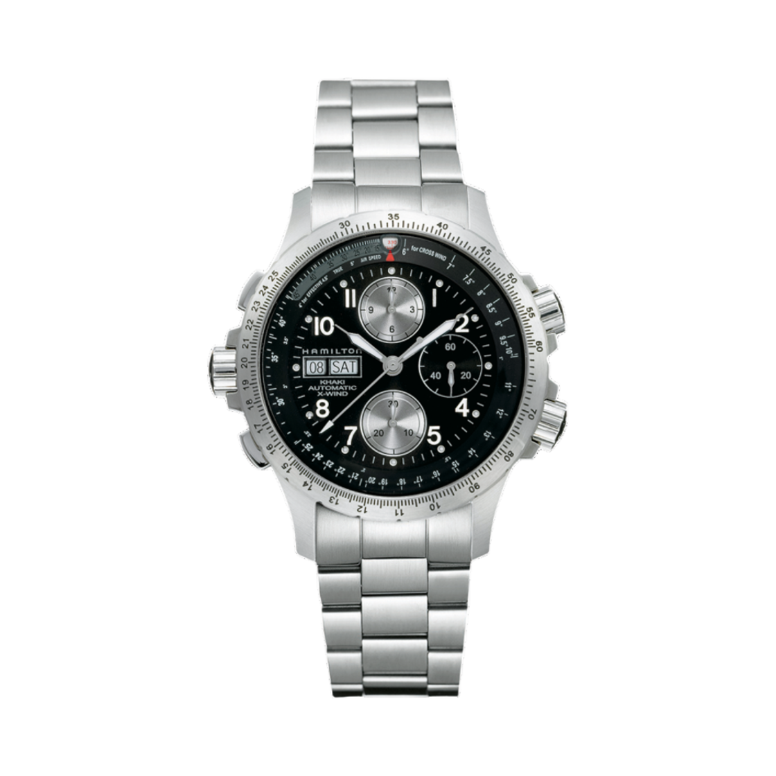 해밀턴 카키 에비에이션 엑스윈드 오토 크로노 44mm 스테인리스 스틸 블랙(Hamilton Khaki Aviation X-Wind Auto Chrono 44mm Stainless Steel Black) - 1