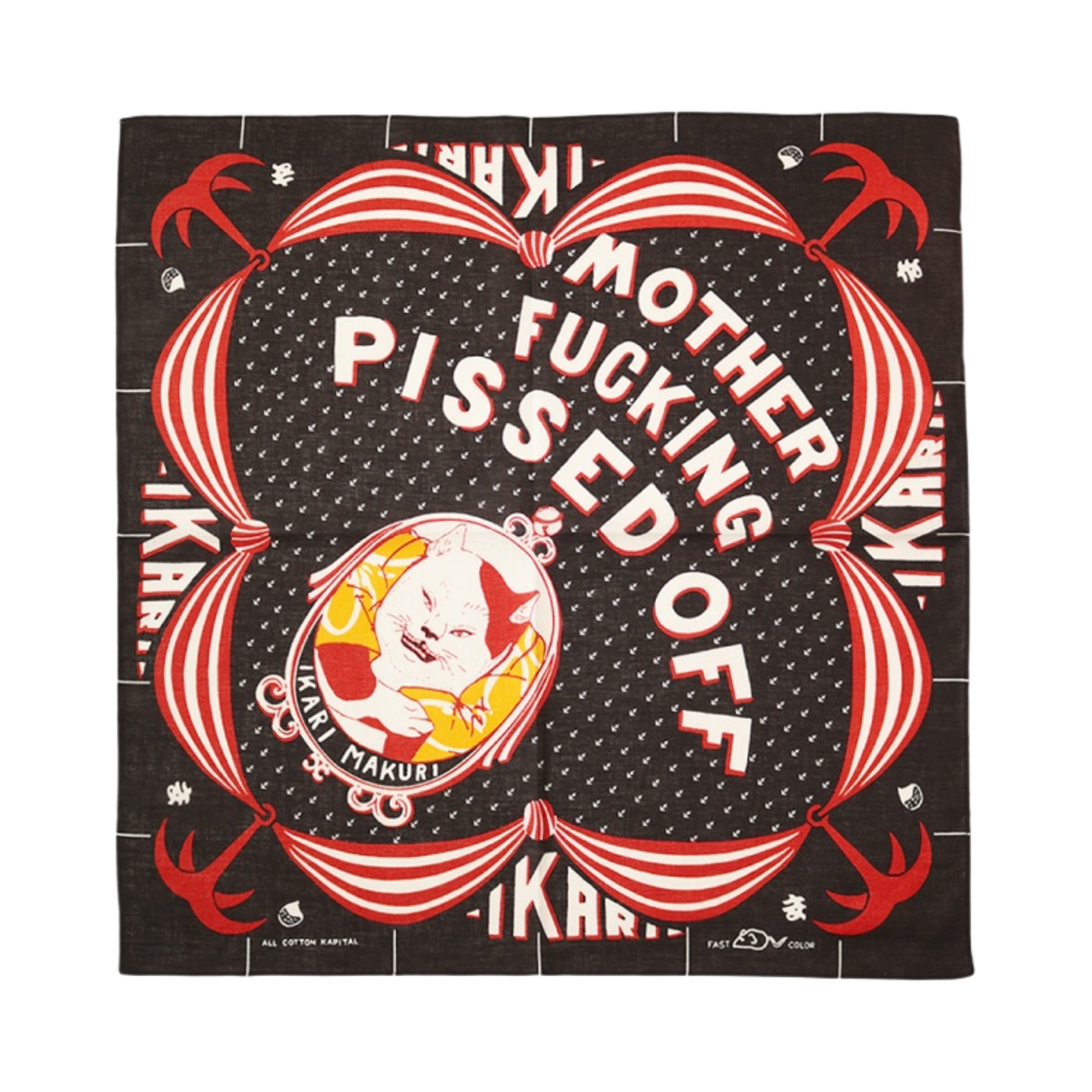 캐피탈 컬러드 반다나 앵그리 잉크 블랙(Kapital Colored Bandana Angry Ink Black)