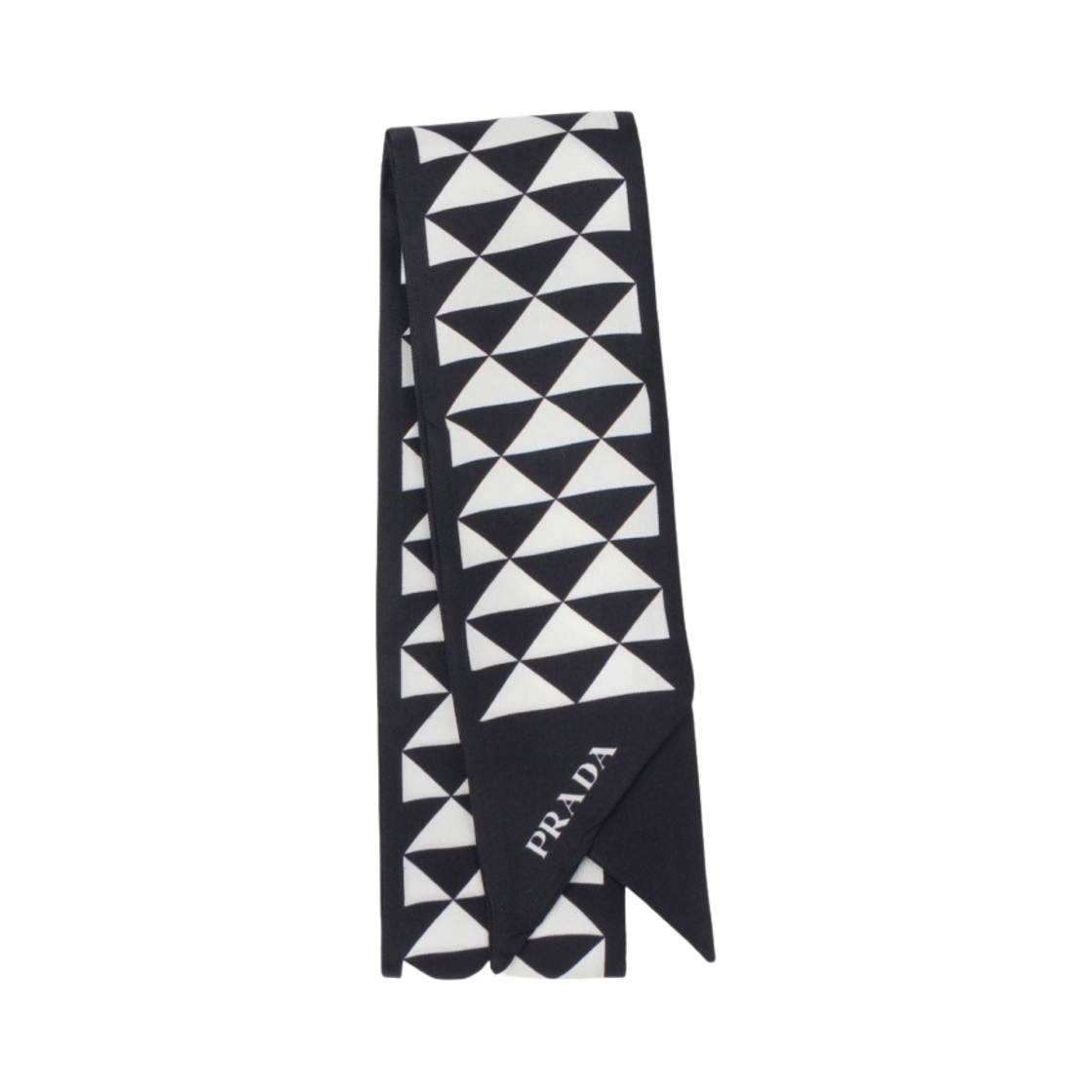 (W) 프라다 프린티드 실크 트윌 스카프 블랙 화이트((W) Prada Printed Silk Twill Scarf Black White) - 1