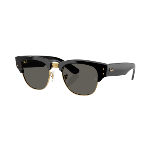 RB0316S-6826J5 Ray-Ban Mega Clubmaster Blacked Out Collection Polished Black On Gold Frame Dark Grey Lenses High Bridge Fit