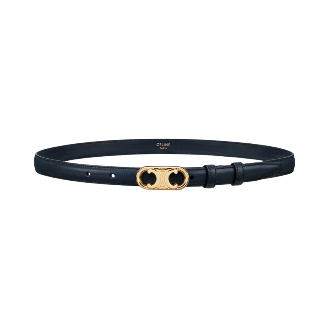 (W) 셀린느 스무스 카프스킨 스몰 마이옹 트리옹프 벨트 네이비 블루((W) Celine Small Maillon Triomphe Belt in Smooth Calfskin Navy Blue) - 2