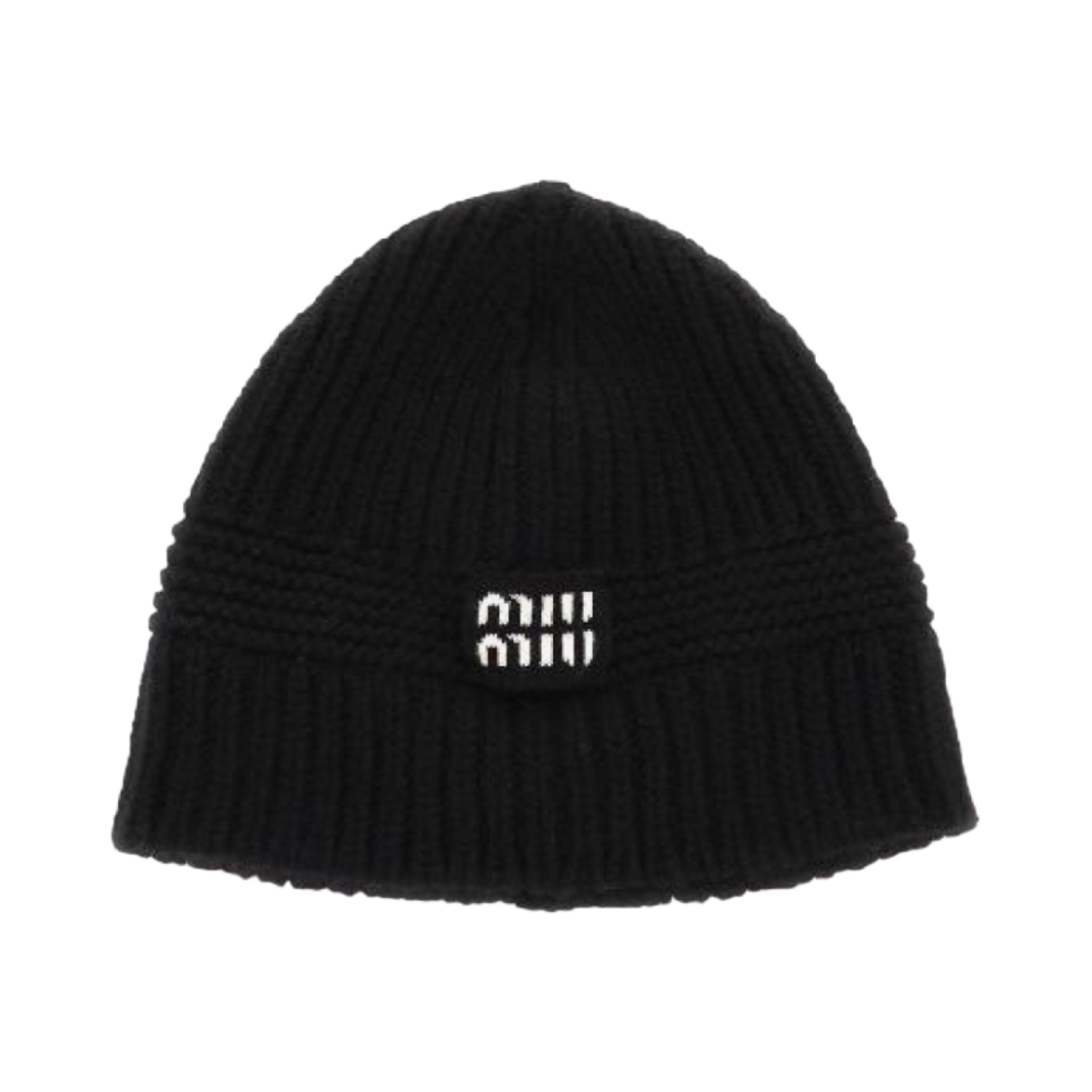 (W) 미우 미우 니트 비니 블랙((W) Miu Miu Knit Beanie Black) - 1